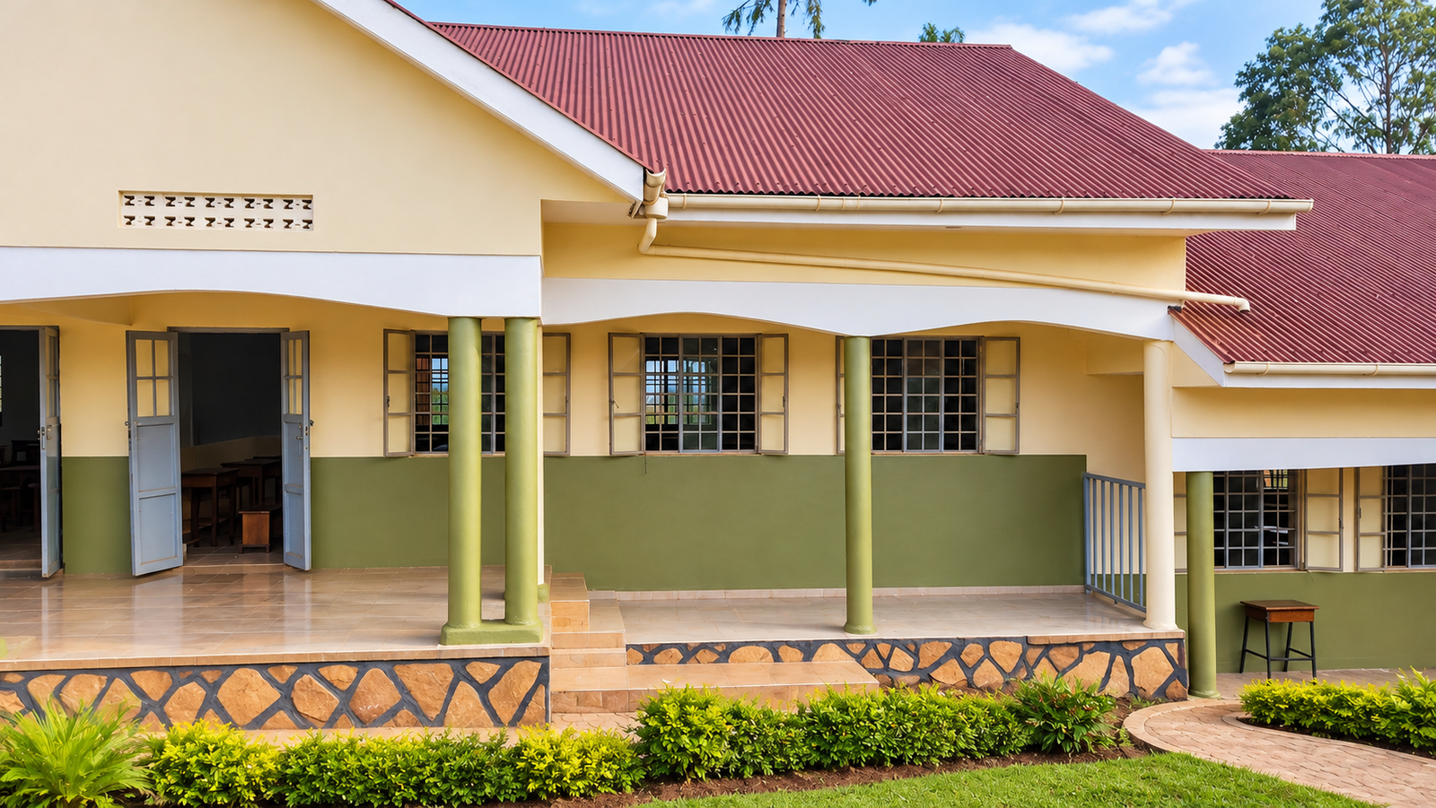 The main classroom building at Kira Secondary School